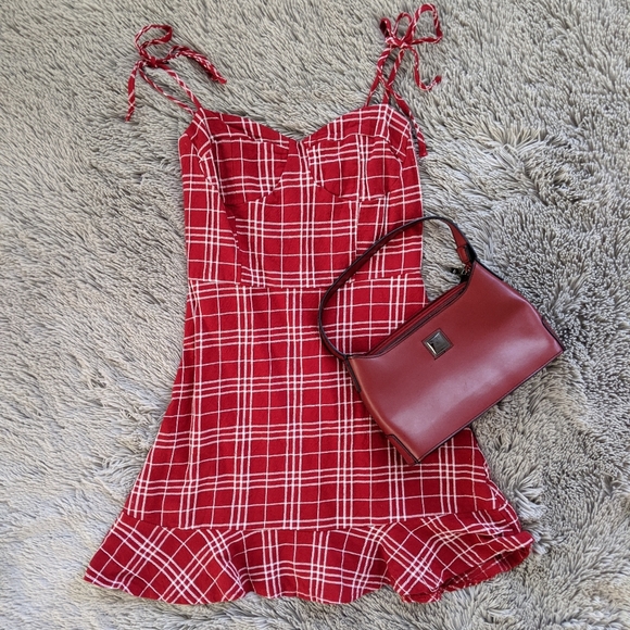 Dresses & Skirts - Gingham Bustier Dress Red & White Small